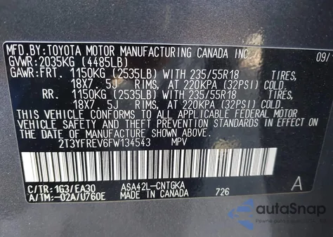 2015 Toyota Rav4 Limited из США, поврежденный, VIN 2T3YFREV6FW134543